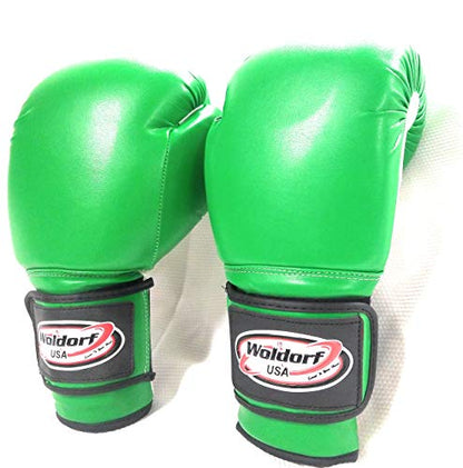 Boxing Gloves Kickboxing Muay Thai Punching Bag Vinyl Green - Durable Multi Layered Foam Padded Offers Unbeatable Price Kids and Adult Sizes - size: 16oz