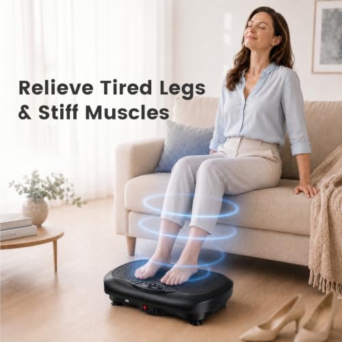 Natini Vibration Plate Exercise Machine - Power Vibrating Plate for Lymphatic Drainage,Whole Body Workout Machine for Women Weight Loss Home Fitness, - style: Black