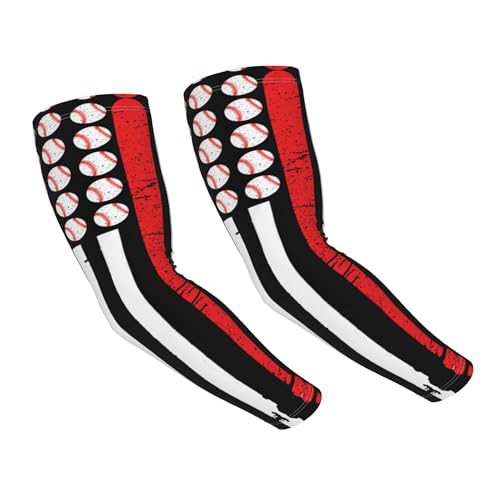 Arm Sleeves Outdoor Garden Sports Cooling Sun Sleeve for Women Men Farm - color: Baseball Flag