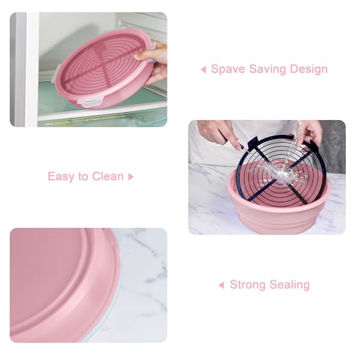 Collapsible Batter Bowl - Breading Bowl Shaker with Lid, Pink - color: Pink