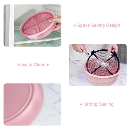 Collapsible Batter Bowl - Breading Bowl Shaker with Lid, Pink - color: Pink