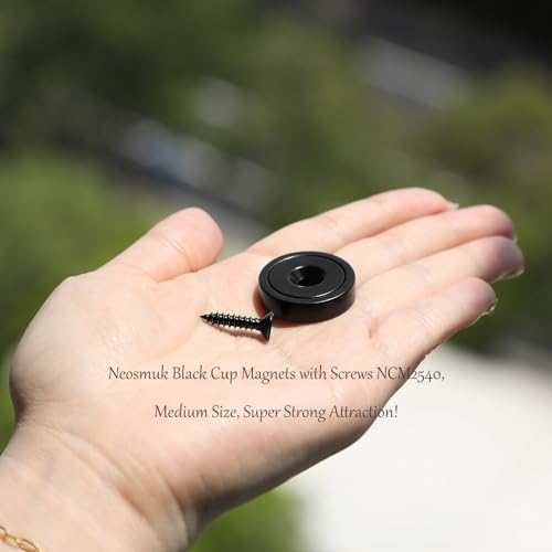 Neosmuk Black Magnets with Screws,60lbs+ Heavy Duty Rare Earth 4 Pack - color: Black, size: 60 lb