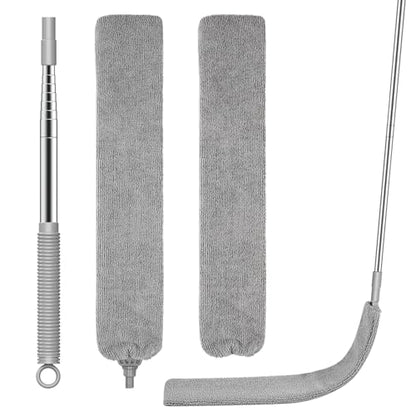 SetSail Dusters for Cleaning Retractable Gap Duster with Extension Pole | Extension Pole Long Handle, Flat Dust Cleaner, with 2 Microfiber Dusting Cloths, for Under Appliances Furniture Fridge