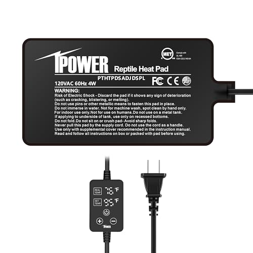 iPower 4 by 7 Inch 4W Reptile Heating Pad with Adjustable Thermostat, Under Tank Warmer Terrarium Heat Mat for Turtles/Snakes/Lizards/Frogs, and Other Reptiles - size: 4" x 7", style: Heat Pad - New