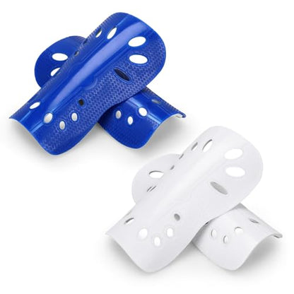 Soccer Shin Guards, 2 Pair Lightweight and Breathable Shin Guard Sleeves for Adults Football Player, Calf Protective Gear Shin Guards for Men Women (Bigger Shin Guards) - color: Blue and Whtie
