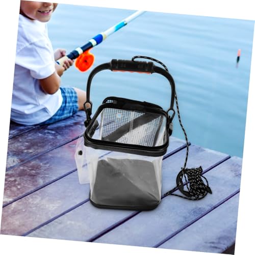 Yardwe Thick Fishing Bucket Portable Folding Live Fish Container Anti-Leak Design for Outdoor Fishing Camping