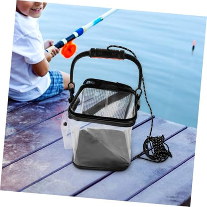 Yardwe Thick Fishing Bucket Portable Folding Live Fish Container Anti-Leak Design for Outdoor Fishing Camping