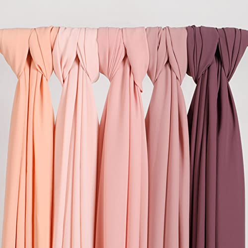 Febfim 4 PCS Muslim Women Soft Premium Solid Chiffon Hijab Scarves Shawl Long Scarf Wrap Scarves with Gift Box - color: Bronze