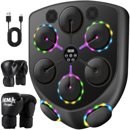 YORWHIN Smart Music Boxing Machine for Adults and Kids, Bluetooth Boxing Equipment with Boxing Gloves, Wall Mounted Electronic Punching Machine for Home Gym Workout Indoor - style: Large Shield
