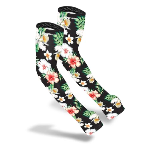 FARMER'S DEFENSE Gardening Arm Sleeves|UV Cooling Protective Sleeve Women & Men|Anti-Scratch Cover Sun UPF Outdoor Protection - Tropical Flower - XS - color: Tropical Flower, size: X-Small