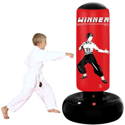 Punching Bag for Kids,67" Inflatable Kids Boxing Bag Toy Gift for Age 5-12 | Larger Stable Kids Punching Bag,Inflatable Punching Toys,Gift for Boys Girls,Practicing Karate,Taekwondo,MMA - style: Lee