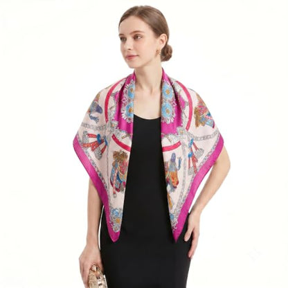 YOUR SMILE Silk Like Scarf Women's Fashion Pattern Large Square Satin Headscarf Headdress - color: 103