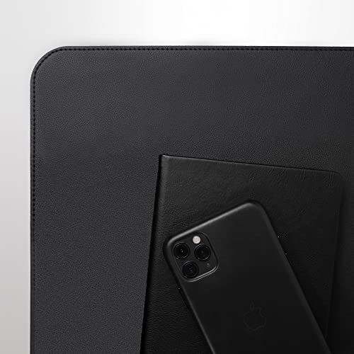 Vine Creations Leather Desk Protector, Non Slip 32" x 17" Office Desk Mat (Black) - color: Black, size: 32" x 17"