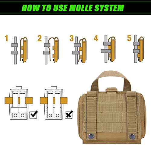 Upgrade Molle Rip Away Ifak Pouch, Tactical Small Belt First Aid Pouch Medical Utility EMT Pouch Only - color: TAN