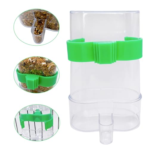 Automatic Bird Water Dispenser Parrot Water Feeder Bird Seed Food Container Parakeet Waterer Cockatiel Cage Accessories Automatic Feeding for Finch Lovebird Canary Small Birds(2Pcs) - color: Clear