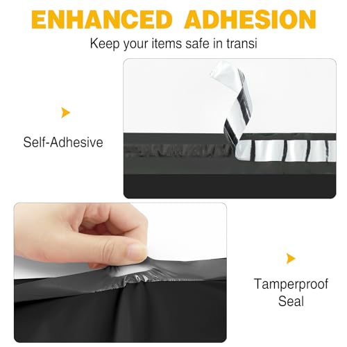 Famagic 200pcs Poly Mailers 10x13 Inch Shipping Bags Black Shipping Envelopes Self Seal Mailers Bags Waterproof and Tear-Proof Packaging Bags - color: Black, size: 10x13