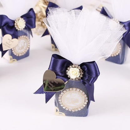 IEF Pack of 5 Personalized Mini Quran Islamic Party Favors, Velvet Mini Quran Decorated with Tulle Islamic Muslim Gift for Special Occasions