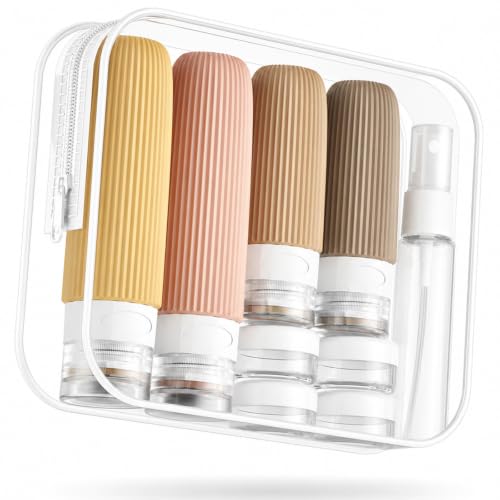 Mrsdry 16 Pack Travel Bottles Set, TSA Approved Leak Proof Silicone Squeezable Containers for Toiletries, Refillable Travel Accessories for Conditioner, Shampoo, Lotion & Body Wash Accessories - color: Apricot, size: Mudium