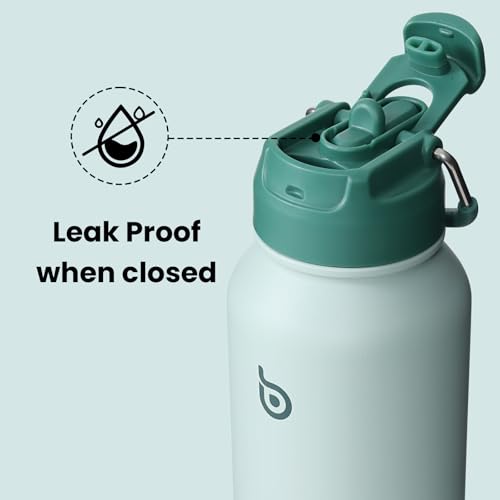 BOTTLE BOTTLE 32oz Insulated Water Bottle with Pill Box | Stainless Steel,Sport Water Bottle, with Straw Dual-use Lid and Pill Box, Design for Gym - color: green