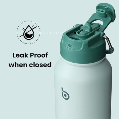 BOTTLE BOTTLE 32oz Insulated Water Bottle with Pill Box | Stainless Steel,Sport Water Bottle, with Straw Dual-use Lid and Pill Box, Design for Gym - color: green