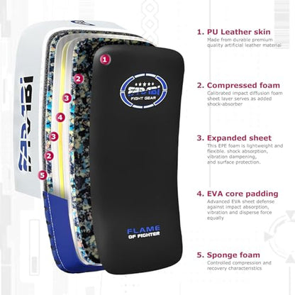 Farabi Thai Pad Training Kick Pad Curved Coaching Pad Kicking Mix Martial Arts x 1 Single Unit - color: Blue (Pair)