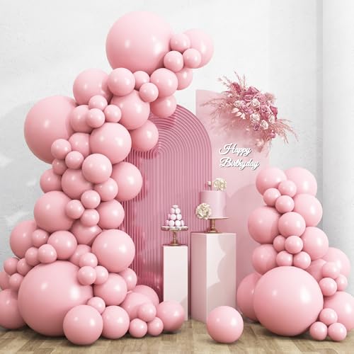 RUBFAC Baby Pink Balloons Different Sizes 135pcs for Birthday Arch - color: Baby Pink