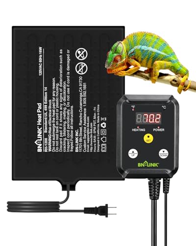 BN-LINK Durable Reptile Heating Pad 8" X 12" with Digital Thermostat Under Tank Heater Terrarium Warmer Combo Set for Turtles, Lizards, Frogs, and Other Reptiles - size: 8" X 12" with Thermostat