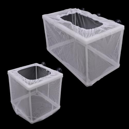 2 Pcs Fish Breeder Incubator Mesh Box, Breeding Box for Fish Tank with Suction Cup