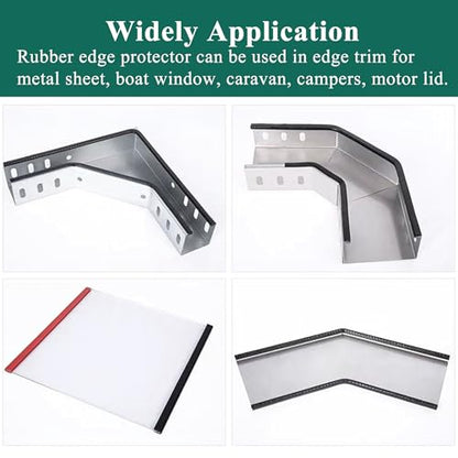 U Shape Rubber Seal Edge Strip Trim Guard for Panels, Car Doors, Steel Plates, Hatches, Table Corners, Fits Edge 1/32 to 1/4 Inch, 10Ft Length