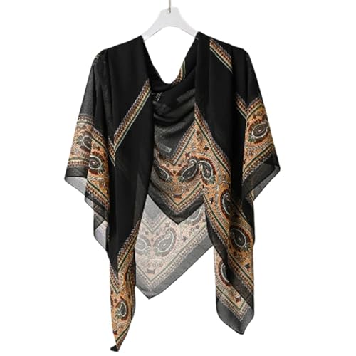 K-Elewon Large Square Scarf 51" Headscarf Chiffon Fashion Scarves Turbans Hair Wrapping Scarfs - color: A-black