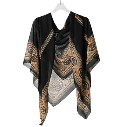 K-Elewon Large Square Scarf 51" Headscarf Chiffon Fashion Scarves Turbans Hair Wrapping Scarfs - color: A-black