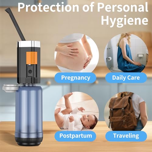 Portable Bidet for Travel, JUTIMER Rechargeable Bidet Sprayer with 400ml Bottle Capacity, Waterproof High Pressure Handheld Bidets for Women/Men, Postpartum Care, Hygiene Cleaning
