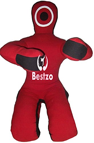 Bestzo MMA Martial Arts Brazilian Grappling Dummy Red Sitting Position - Unfilled - color: Synthetic Leather Red, size: 70 inches (6 ft)