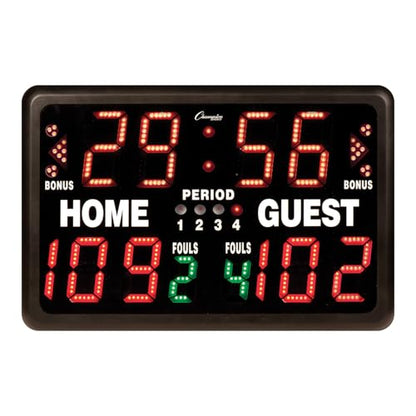 Champion Sports Electronic Scoreboard, Multi-Sport Tabletop Indoor, 24" L x 16" H x 10" D, Black, (Model: T90)