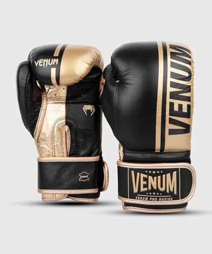 Venum Shield Pro Boxing Gloves - color: Black/Gold, size: 10oz, style: Hook and Loop