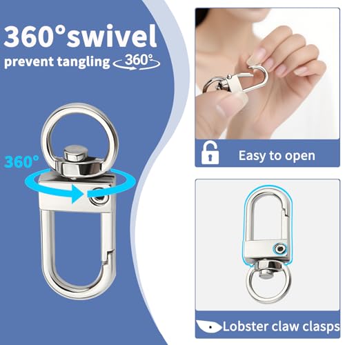 18PCS Colorful Lobster Claw Clasps for Keychains, Metal Keychain Hooks Swivel Snap Clasp Hooks Keychain Clips for DIY Crafts, Jewelry, Bags, Needlework - 1.26x0.48 in