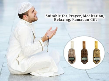 Digital Beads Counter, 3 Pieces Digital Tasbih Tally Counters, Resettable Finger Counter, Digital-Counter with Compass,Electronic Rotating Prayer Beads Counters,for Meditation,Muslim Prayer
