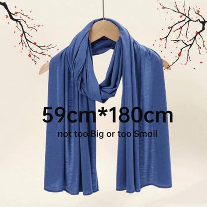 Muslin Hijab Scarf for Women Long Headscarves Solid Head Wraps Soft Pashminas Shawls - color: Denim Blue Muslim Hijab Scarf