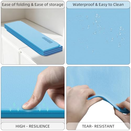 Yoga Mat Thick 10mm, Foldable Yoga Mat 75 x 26 x 0.4 Inches | Portable Workout Mat | Thick Cushioning Surface | Home Gym Exercise Mat | Pilates & Yoga Training - color: Blue