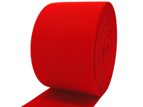 Red Wide Knit Elastic Band for Sewing 3 inch 5yards Double-Side Twill Woven Elastic Heavy Stretch Elastic Spool Band for Sewing Pants Waist-Wigs-Skirts-Craft-DIY Projects (#34) - color: Red #34