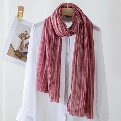 Scarves for Women Lightweight stripe Scarf Cotton Hijab Shawls - color: Pink