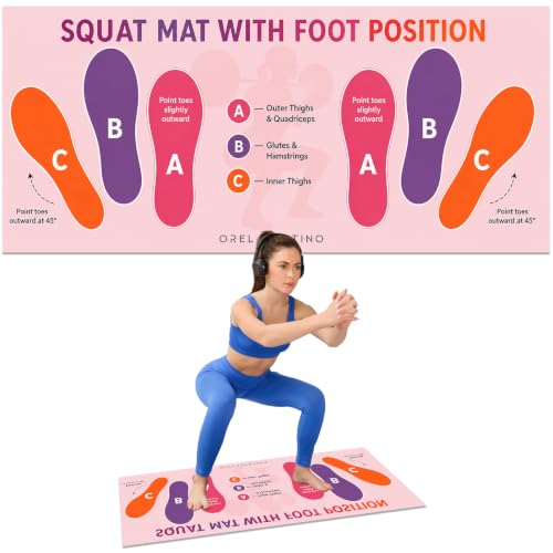 Squat Mat with Foot Position,Non-Slip Workout Mat for Squat & Leg Exercises - color: Rose