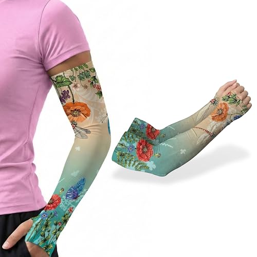 ARMORAY Arm Sleeves for Men UV Protection Cooling SPF 50 Sun Sleeves Sports - color: Dragonfly Bloom