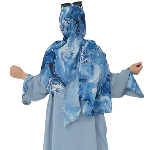 ZGMYC Watercolour Floral Printed Hijab Scarf for Women Soft Modal Cotton Instant Hijab Head Wraps Shawls Long Scarves - color: Color 2
