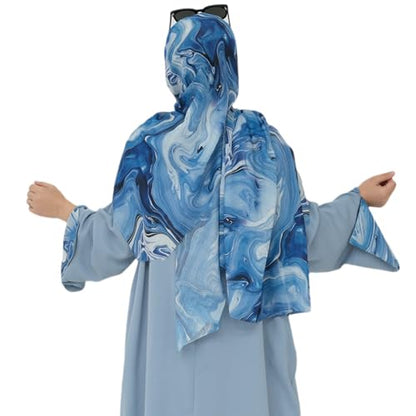 ZGMYC Watercolour Floral Printed Hijab Scarf for Women Soft Modal Cotton Instant Hijab Head Wraps Shawls Long Scarves - color: Color 2