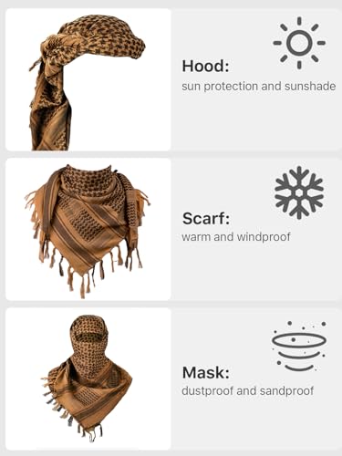 FREE SOLDIER Scarf Military Shemagh Tactical Desert Keffiyeh Head Neck Scarf Arab Wrap with Tassel for Men Women - color: Coyote Brown and Camo Blue