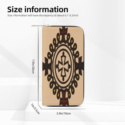 Ethiopian Cross PU Leather Long Wallet for Women Men, Zipper Clutch Wallet RFID Card Holder Organizer - color: Ethiopian Cross2