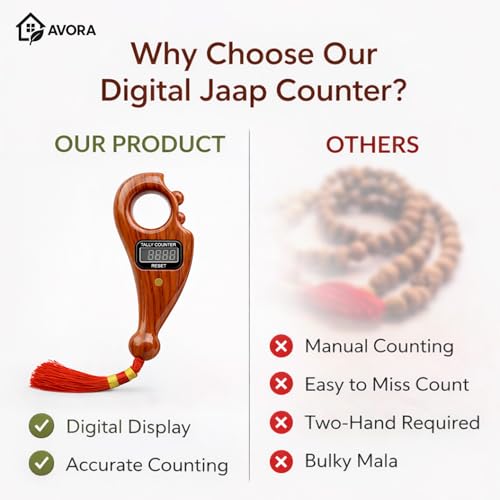 AVORA Digital Finger Counter for Pooja, Meditation & Prayer | Portable Japa Mala Counting Device with LCD Display | Silent Electronic Tally Counter Ring for Chanting, Naam Jap & Spiritual Practice