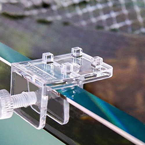 2 Pieces Fish Tank Screen Net Holder Clamp Anti-Jump Net Mounting Clip Multifunctional Transparent Acrylic Clamps, 3.8x2.8x3.3cm