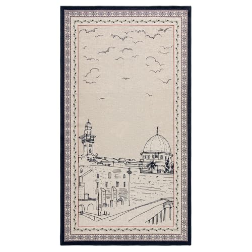 Portable Sejadah Prayer Mat – Velvet, Linen, and Chenille with Compact Storage (Al-Quds)